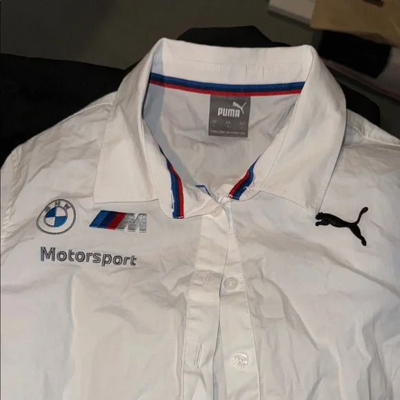 BMW Motorsport Puma White Polo long sleeve button down with Logo - Picture 4 of 10